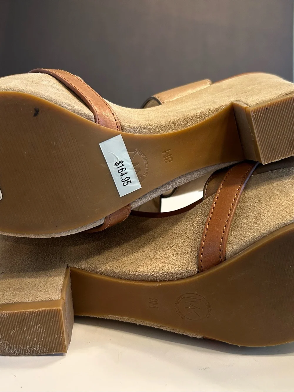 MICHAEL Michael Kors Brown Leather Block Heel Sandals